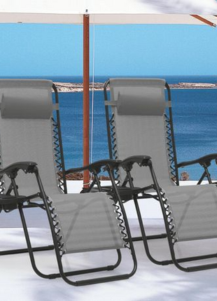 Outdoor Folding Reclining Lounge Chair 110×68×65 cm – Steel/Textilene – Adjustable Headrest & Cup‑Holder Tray – Multiple Colours