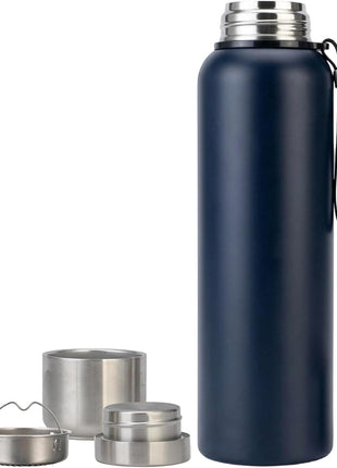 Stainless Steel Vacuum Flask with Filter – Double-Wall Insulated, Hot 24h / Cold 36h