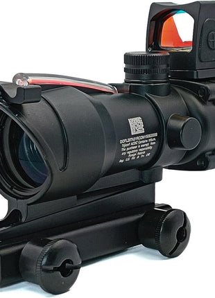 Tactical Rifle Scope 4x32 Fixed Optic + RMR-Style Red Dot Sight Combo – Daylight Fiber Reticle – Black