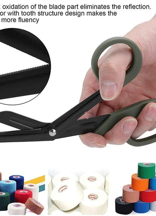 Stainless Steel Bandage Scissors Emergency Trauma Shears with Serrated Blade & Cable Stripper, 18cm, 1 Piece