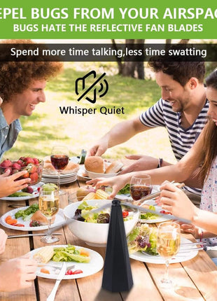 Fly Repeller Fan – Insect Deterrent with Soft Blades – Tabletop Battery Operated – Black