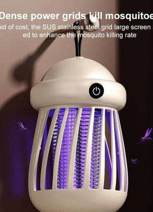 Electric Mosquito Zapper Lamp 1200mAh – UV Trap + 3000V Shock – USB Rechargeable, Grey Portable Insect Light