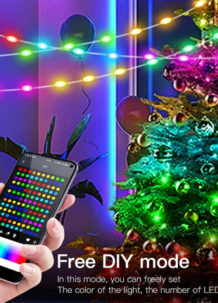 RGBIC Smart LED String Lights 5m 200 LEDs – Dreamcolor USB Fairy Lights – App & Remote Control – IP65 Water resistant – Multicolor