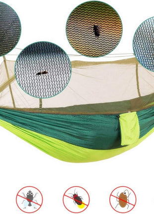 Camping Hammock 290x140cm Nylon with Mosquito Net – Lightweight Foldable Outdoor Hammock