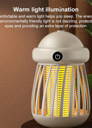Electric Mosquito Zapper Lamp 1200mAh – UV Trap + 3000V Shock – USB Rechargeable, Grey Portable Insect Light
