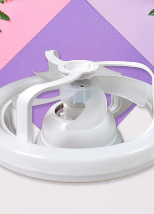 Ceiling Fan Light 28cm with Remote – LED Lighting + 360° Rotation – E27 Socket – Adjustable Speeds & Color – White