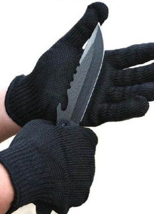 Anti‑Cut Safety Protective Gloves – Stainless Steel Wire + Polyester Blend, Average Size, Black (1 Pair)