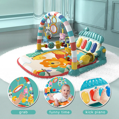 Piano Fitness Rack Baby Play Mat – Multi-Function Blue