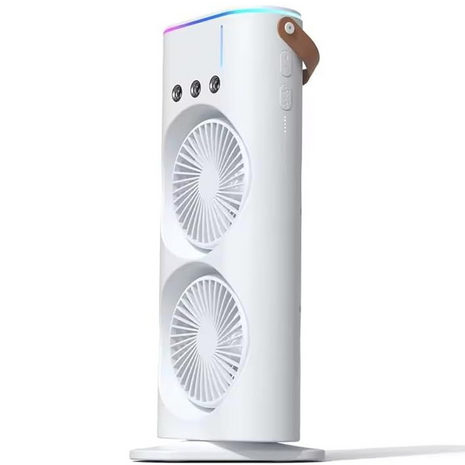 Dual-Head USB Air Cooler with Mist Humidifier – 3-Speed LED Fan – White