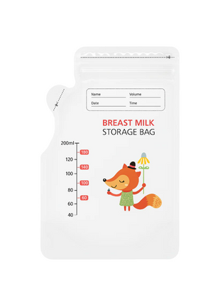 200ml Breast Milk Storage Bag – Food Grade Spout Pouch with Zip Lock – Cartoon Print – Writable Label