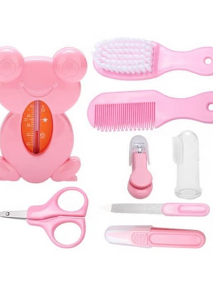 13-Piece Baby Grooming Kit – Infant Healthcare & Nail Care Set with Thermometer, Brush, Scissors – Pink Travel Handbag