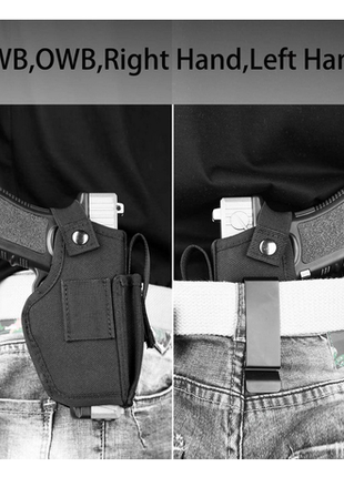 Universal IWB/OWB Holster – 1000D Nylon | Pistols to 7.2″ | Ambidextrous Metal Clip + Mag Pouch