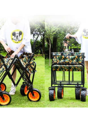 Collapsible Folding Wagon Cart 150L Capacity – Steel Frame, Oxford Cloth, Off-Road Wheels – Camouflage