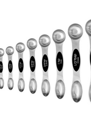 Magnetic Measuring Spoons Set 8-Piece Stainless Steel Dual-Sided Nesting with Leveler