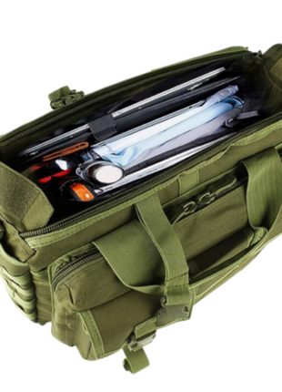 Tactical Laptop Bag 20L 600D Nylon with Padded 15.6" Sleeve Molle Briefcase Messenger Backpack Khaki/Green