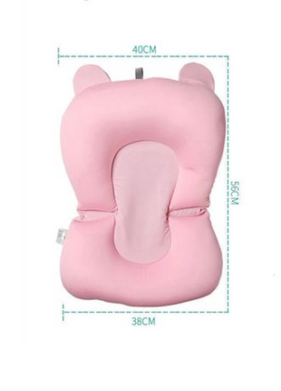 Baby Bath Cushion Pad – Cotton Blend Floating Bathtub Support with Safety Straps – Pink