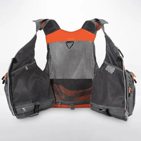 Utility Fishing Vest Large – Polyester Quick-Dry Mesh – 13 Pockets Adjustable – Orange & Grey Two-Tone