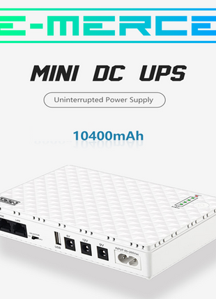 Mini DC UPS Backup Power Supply – 10400 mAh Battery, 18 W Output, 5–12 V DC + USB
