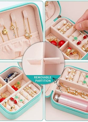 Small Jewellery Storage Box | PU Leather Travel Case with Zip Closure