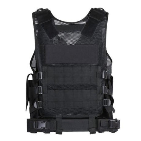 Tactical Vest 600D Nylon Adjustable Fit – MOLLE System, Mesh Padding – Black