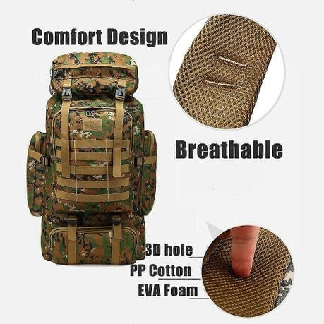 80L Tactical Hiking Backpack – Waterproof 600D Oxford