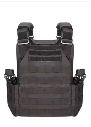 Tactical Combat Vest 600D Oxford Fabric with MOLLE Webbing – Adjustable Fit – Black