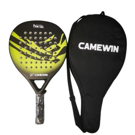 Padel Racket 38mm Carbon Frame EVA Soft Core Marble Face Design with Grip and Carry Bag