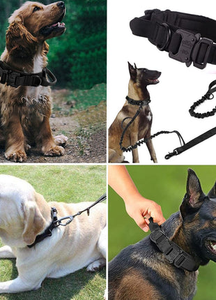 Tactical Dog Collar Large 45–66 cm Nylon – Padded Quick-Release Buckle & Handle – Black