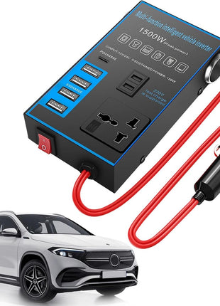 1500W Car Power Inverter with 4 USB Ports, PD Fast Charge & Multi AC Outlets