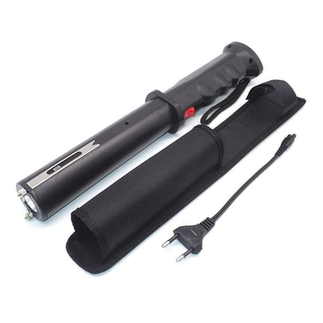 Self Defense Flashlight Stun Gun 4000kV – LED Light + Loud Alarm – Rechargeable Personal Security Tool – Black 809