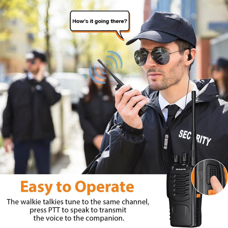 2-Pack Two-Way Radios 1500mAh – 16 Channel UHF Walkie Talkies with VOX, Flashlight, Long Range – Black