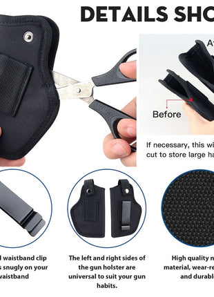 Concealed Waistband Gun Holster 14×7.5cm – Nylon – Left & Right Hand – Quick Access – Black