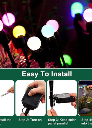 Solar Swaying Outdoor Lights 2-Pack, Color-Changing Firefly Garden Lights with Solar Charging, Flexible Stems and Ground Stakes for Outdoors