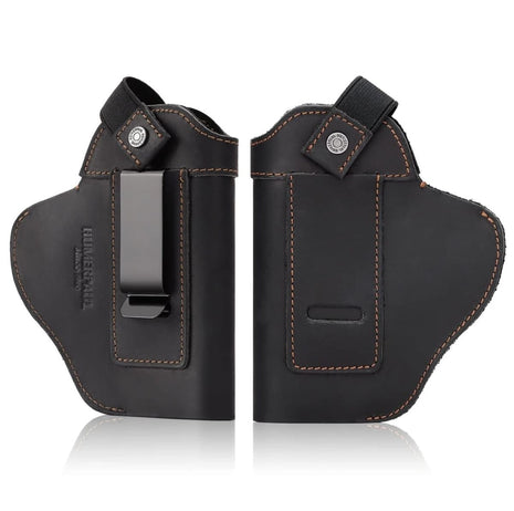 Universal Leather Gun Holster 11x13cm – Ambidextrous Clip – Compact Pistol Fit – Black/Brown/Coffee