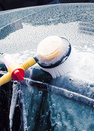 Rotating Car Wash Brush 14cm – ABS 3-in-1 Scrubber with Soap Dispenser – Water-Powered