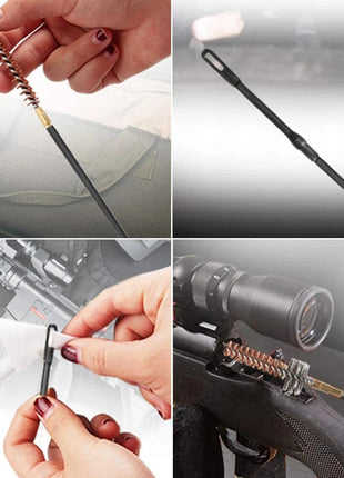 10‑Piece Rifle Cleaning Kit .22/.223/5.56 – Steel Rods, Brass & Nylon Brushes in Green Belt‑Pouch