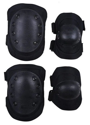 Tactical Knee & Elbow Pad Set – High‑Impact EVA & Rubber Composite Caps – Adjustable Strap Fit – Black