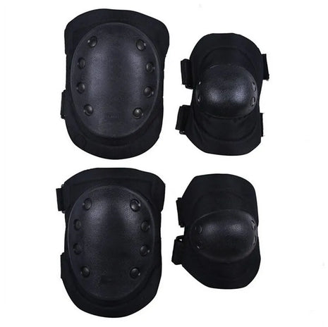 Tactical Knee & Elbow Pad Set – High‑Impact EVA & Rubber Composite Caps – Adjustable Strap Fit – Black