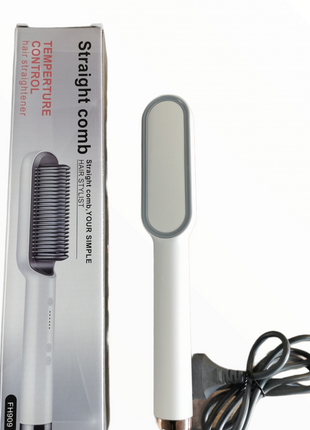 Hair Straightener Brush 45W Ceramic Ionic Heated Comb with 6 Temp Settings, Anti-Frizz, Dual Voltage