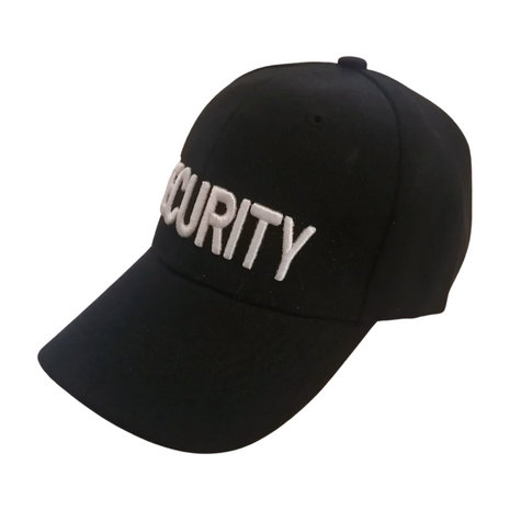 Security Embroidered Cap 56–60cm Fit – Adjustable Strap – Black Acrylic