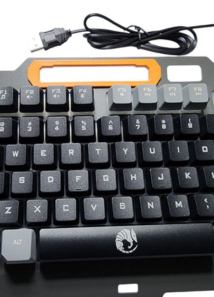 Gaming Keyboard USB Wired Full-Size with Rainbow LED Backlight, Metal Frame, Suspended Keycaps, Wrist Rest