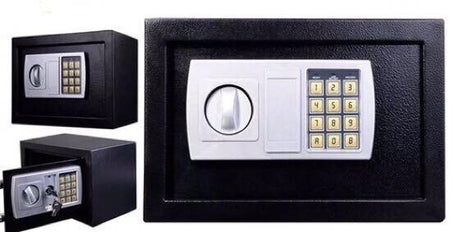 Digital Security Safe, 8.5L Steel Electronic Home Safe with Keypad Lock, Wall-Mountable, 20 x 20 x 31 cm, Override Keys Included (Black)