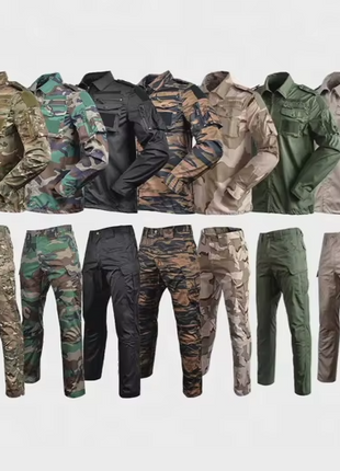 Tactical Uniform Set – Long Sleeve Shirt & Cargo Pants, Poly‑Cotton 35/65, Camouflage & Solid Colours