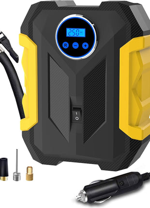 Digital Tyre Inflator 150PSI 12V – Fast Air Compressor with Auto Shut-Off, LED Display & 4 Nozzles