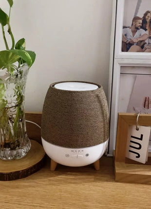 2-in-1 Ultrasonic Aroma Diffuser 300ml – ABS Humidifier with LED Night Light – Brown Fabric Finish