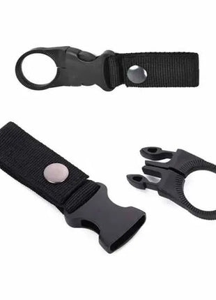Water Bottle Holder Clip 13.5cm – Heavy-Duty Nylon Strap with Snap Loop – Black Hydration Ring for Hiking & Camping