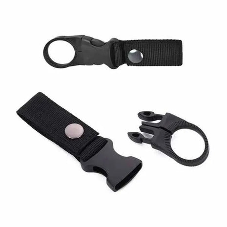 Water Bottle Holder Clip 13.5cm – Heavy-Duty Nylon Strap with Snap Loop – Black Hydration Ring for Hiking & Camping