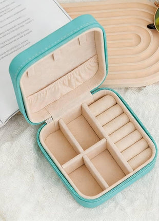 Small Jewellery Storage Box | PU Leather Travel Case with Zip Closure