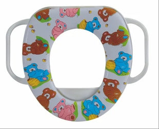 Toddler Potty Training Seat with Handles – Cushioned Toilet Trainer for Kids – Soft Padded with Wall Hook – Assorted Animal Designs