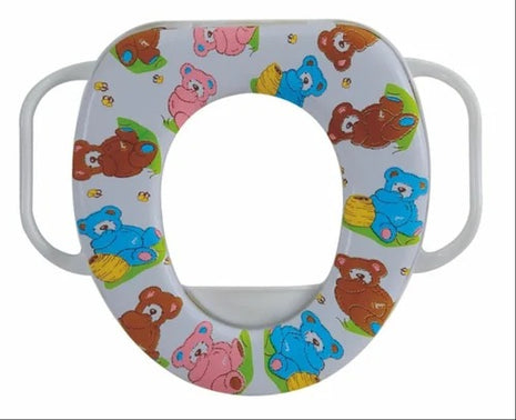 Toddler Potty Training Seat with Handles – Cushioned Toilet Trainer for Kids – Soft Padded with Wall Hook – Assorted Animal Designs